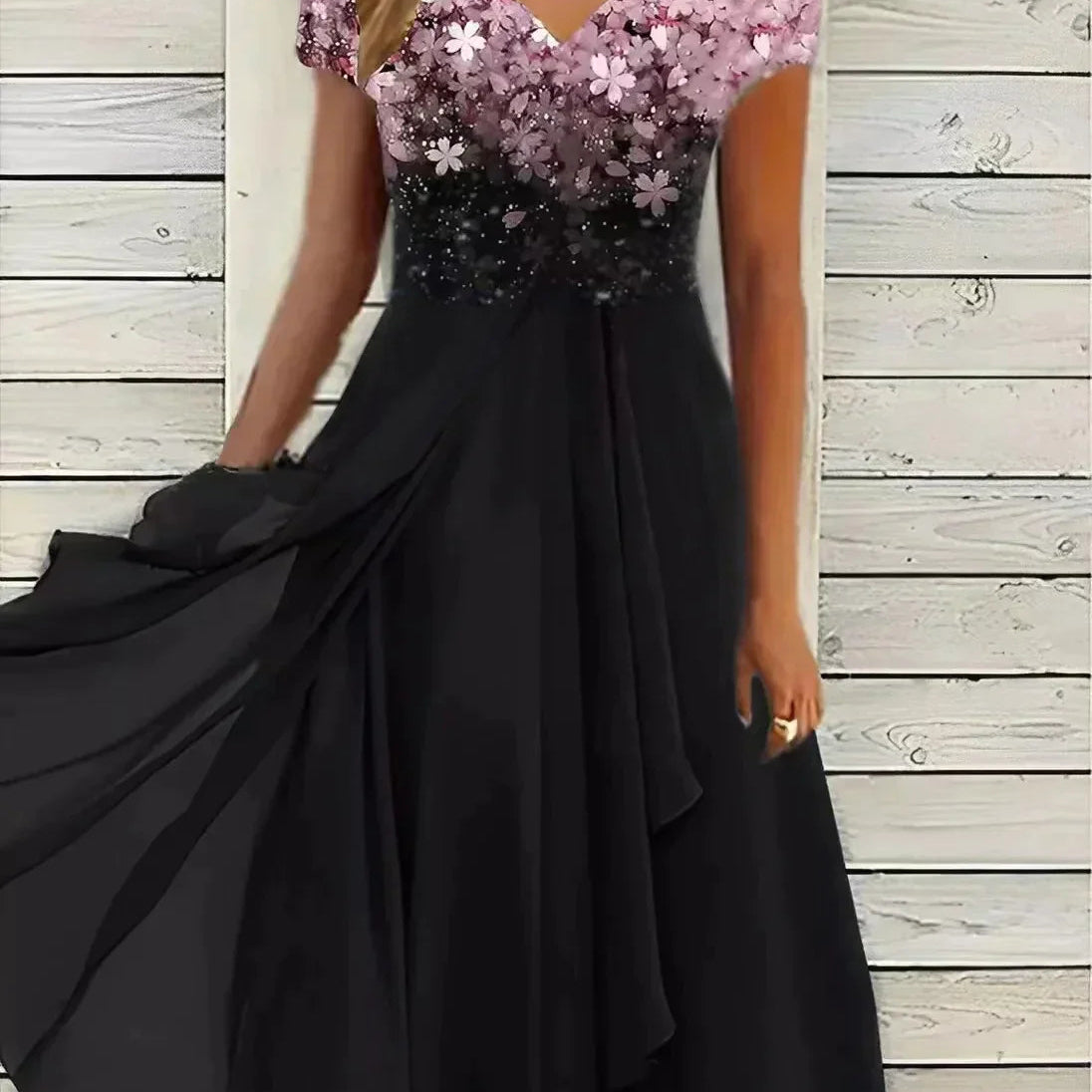 Floral Lace Bodice Maxi Dress