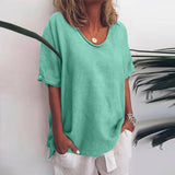 Relaxed V-Neck Short Sleeve Blouse