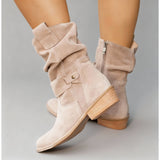 Slouch Mid Calf Block Heel Boots