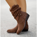 Slouch Mid Calf Block Heel Boots