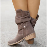 Slouch Mid Calf Block Heel Boots