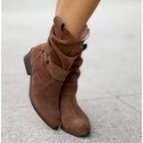 Slouch Mid Calf Block Heel Boots