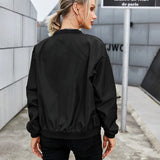 Women's Lightweight Zip-Up Bomber Jacket with Ribbed Cuffs