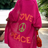 Love Peace Oversized Knit Cardigan