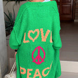 Love Peace Oversized Knit Cardigan