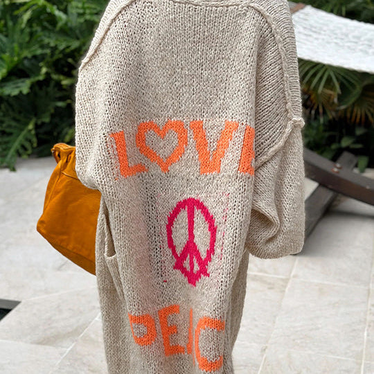 Love Peace Oversized Knit Cardigan