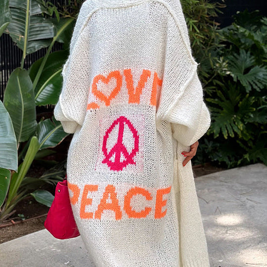 Love Peace Oversized Knit Cardigan