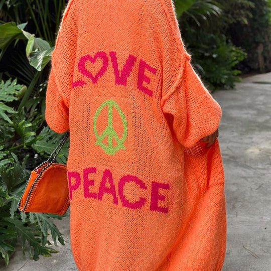 Love Peace Oversized Knit Cardigan
