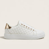 Women's Quilted Low-Top Sneakers with Cushioned Sole