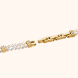 Women's Gold-Tone Watch with Natural Pearl Bracelet
