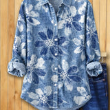 Floral Print Button Front Shirt Blouse