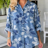 Floral Print Button Front Shirt Blouse