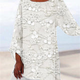 Floral Lace Overlay Asymmetrical Tunic Blouse