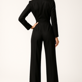 V-Neck Wide Leg Relaxed Tailored Jumpsuit