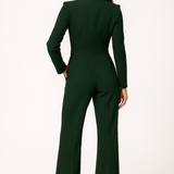 V-Neck Wide Leg Relaxed Tailored Jumpsuit