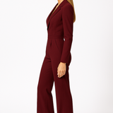 V-Neck Wide Leg Relaxed Tailored Jumpsuit