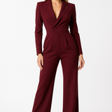 V-Neck Wide Leg Relaxed Tailored Jumpsuit