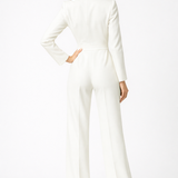 V-Neck Wide Leg Relaxed Tailored Jumpsuit