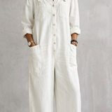 Women's Off-Shoulder Wide-Leg Button-Front Overalls