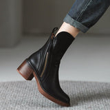 Women's Leather-Look Mid Calf Boots