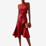 Asymmetric Sleeveless Midi Dress