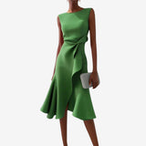 Asymmetric Sleeveless Midi Dress