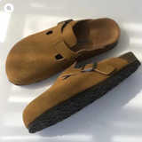 Suede Buckle Slip-On Clogs