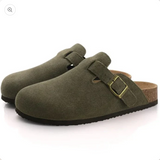Suede Buckle Slip-On Clogs