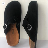 Suede Buckle Slip-On Clogs