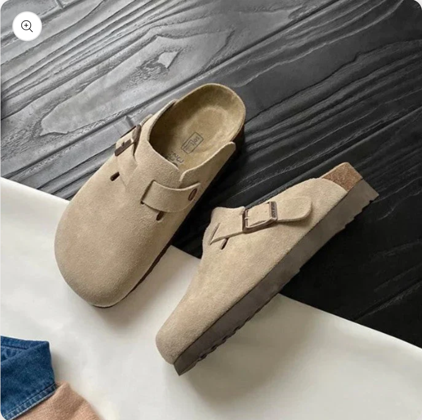 Suede Buckle Slip-On Clogs
