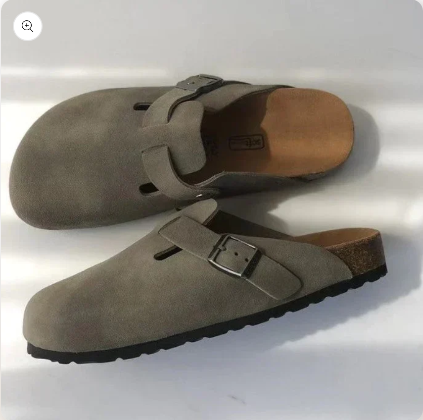Suede Buckle Slip-On Clogs