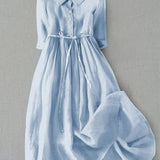 V-Neck Tie Waist Midi Dress