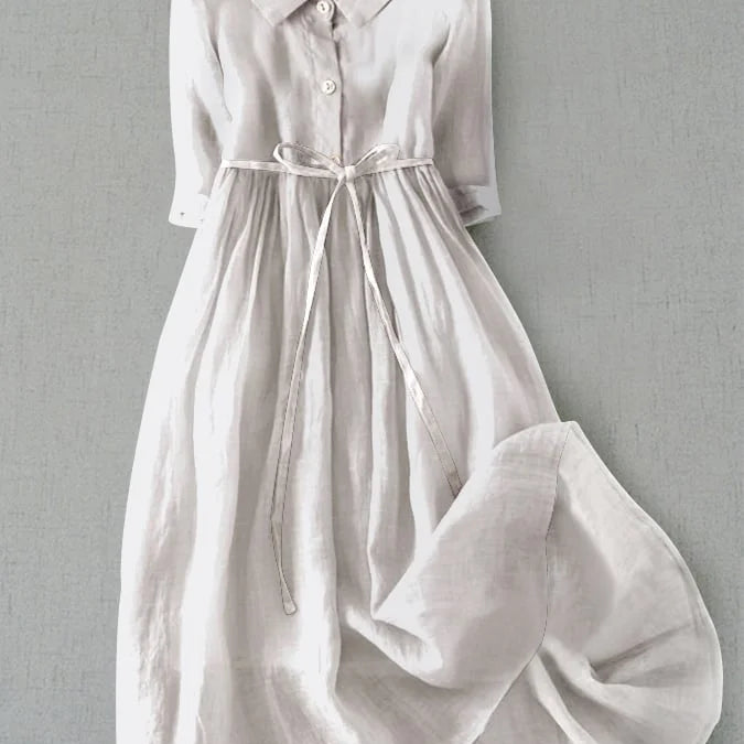 V-Neck Tie Waist Midi Dress