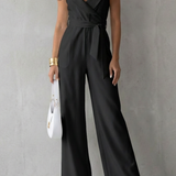 Women's Sleeveless Wrap-Waist Wide-Leg Crepe Jumpsuit