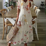 Floral V-Neck Button Front Midi Dress