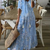 Floral V-Neck Button Front Midi Dress