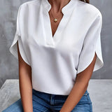 Elegant V-Neck Short Sleeve Blouse
