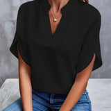 Elegant V-Neck Short Sleeve Blouse