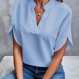 Elegant V-Neck Short Sleeve Blouse