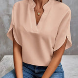 Elegant V-Neck Short Sleeve Blouse