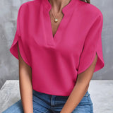 Elegant V-Neck Short Sleeve Blouse
