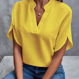 Elegant V-Neck Short Sleeve Blouse