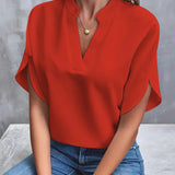 Elegant V-Neck Short Sleeve Blouse