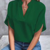 Elegant V-Neck Short Sleeve Blouse
