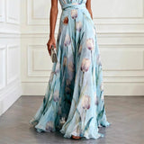 Floral Plunge Neck Maxi Dress
