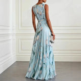 Floral Plunge Neck Maxi Dress