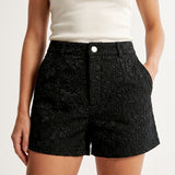 Women's High-Waist Straight-Leg Jacquard Shorts