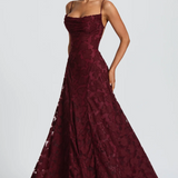 Strapless Lace A-Line Maxi Gown
