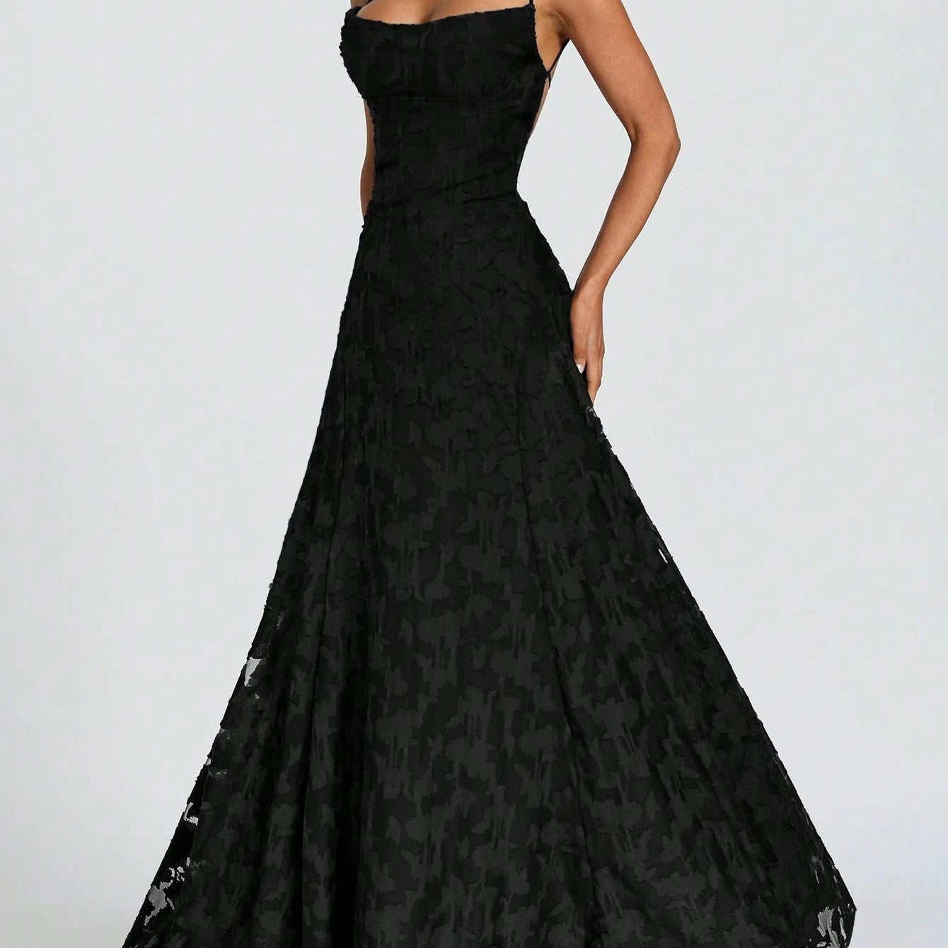 Strapless Lace A-Line Maxi Gown