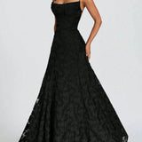 Strapless Lace A-Line Maxi Gown